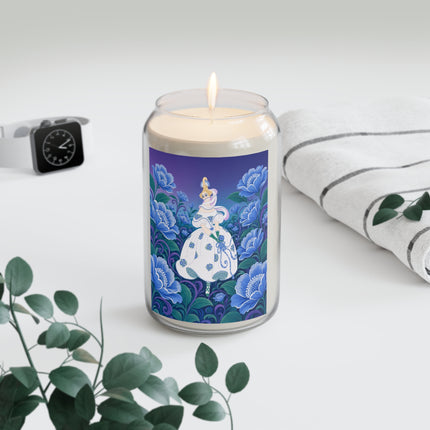 💙🌸 The Enchanted Blue Blossom Garden Scented Soy Candle – Art Deco Floral Elegance