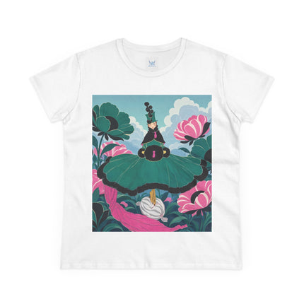 💚🌸 The Emerald Blossom Enchantress Cotton Tee – Art Deco Floral Fantasy