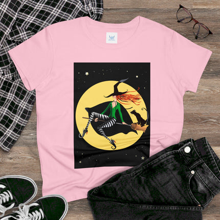 A Witch’s Moonlit Flight Women's Midweight Cotton Tee