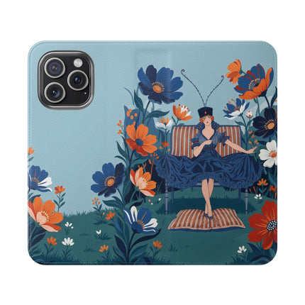 🌺🎩 The Lady Of The Grand Flower Garden Flip Case – Art Deco Floral Fantasy