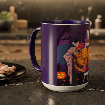🎭🌹 The Harlequin Rose Masquerade Colorful Mug – Theatrical Halloween Romance