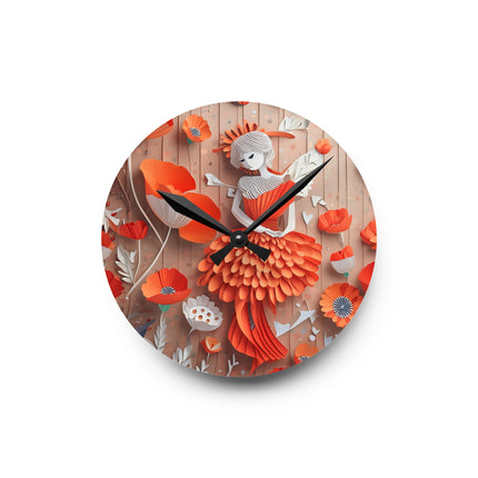 Poppy Fairy Acrylic Wall Clock, Round and Square