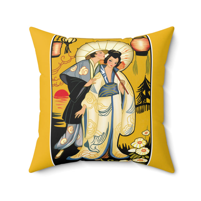 Golden Embrace Spun Polyester Square Pillow