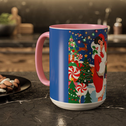 🦌🍬 The Lady Of The Peppermint Christmas Garden Colorful Mug – Colorful Art Deco Holiday Fantasy