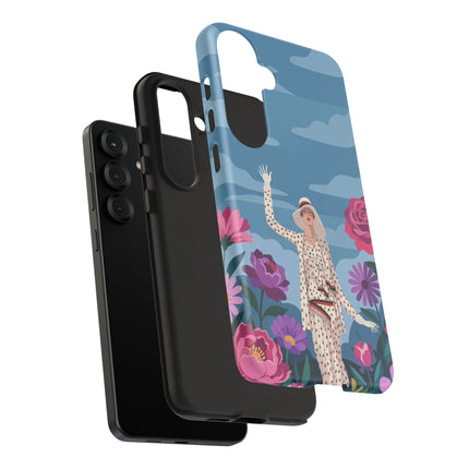🌺👒 The Grand Flower Promenade Phone Case – Art Deco Fashion Illustration