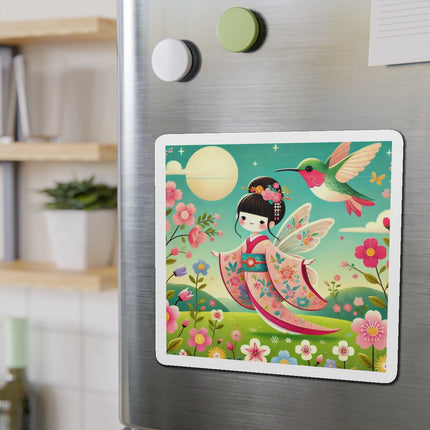 Geisha Fairy and the Hummingbird Blossom Die-Cut Magnets (5 Sizes)