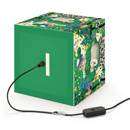 🍀🎄 The Emerald Holly Christmas Light Cube Lamp – Art Deco Holiday Elegance