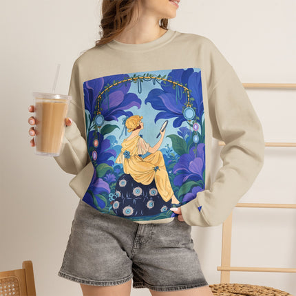 🪞🌺 The Enchanted Garden Mirror Crewneck Sweatshirt – Art Deco Fashion Whimsy