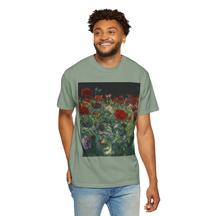 Poppies (A Study of Poppies for Carnation, Lily, Lily, Rose) by John Singer Sargent Unisex Garment-Dyed T-shirt