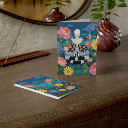 🌹🌼 The Lady Of The Enchanted Flower Garden Greeting Card – Art Deco Floral Elegance