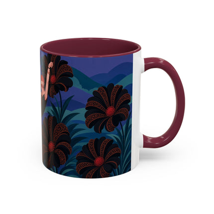 🖤🌺 The Midnight Floral Acrobat Colorful Mug – Art Deco Fashion Whimsy