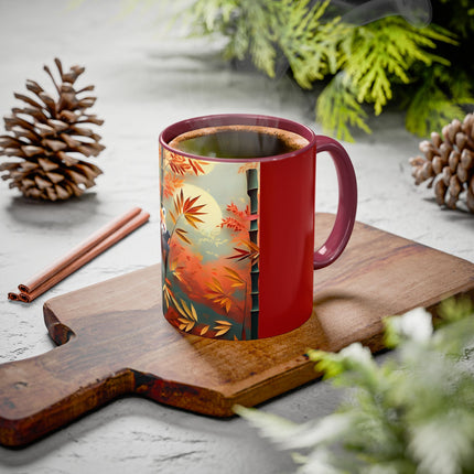 Red Panda at an Autumn Bamboo Grove Colorful Mugs (11oz, 15oz)