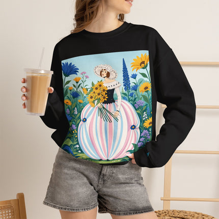 🌻🎀 The Sunflower Garden Bouquet Crewneck Sweatshirt – Art Deco Floral Elegance