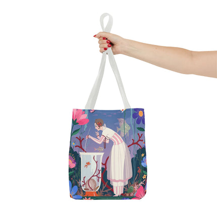 🐠🌸 The Lady Of The Enchanted Aquarium Tote Bag – Art Deco Garden Fantasy