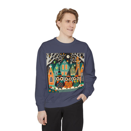Night of the Trick-or-Treating Owlets Unisex Garment-Dyed Sweatshirt