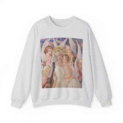 Madonna with Child Surrounded by Musical Angels by Gerda Wegener Heavy Blend™ Crewneck Sweatshirt