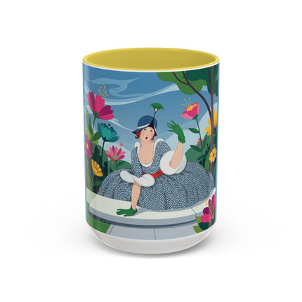 The Lady Of The Secret Garden Colorful Mugs – Art Deco Botanical Elegance