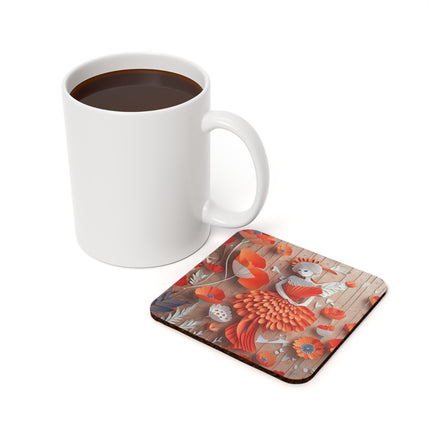 Poppy Fairy Cork Back Coaster