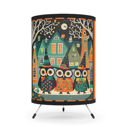 Night of the Trick-or-Treating Owlets Tripod Lamp