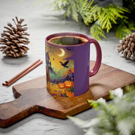 🌙🎃 The Scarecrow Of Haunted Hollow Colorful Mug – Whimsical Halloween Mystery