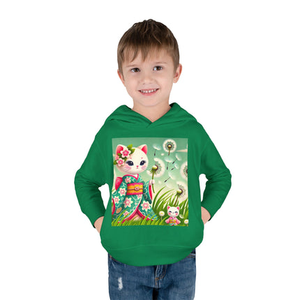 Geisha Kitten and the Dandelion Wish Toddler Pullover Fleece Hoodie