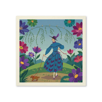 🌸🐕 The Lady Of The Flower Walk Napkins – Art Deco Garden Promenade