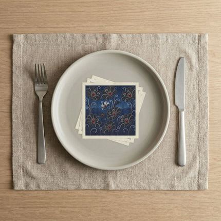🌙🖤 The Midnight Jewel Flower Garden Napkins – Art Deco Botanical Elegance
