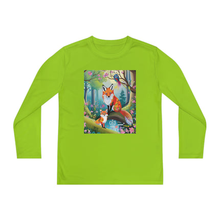Mischievous Fox Youth Long Sleeve Competitor Tee – Woodland Fun & Storybook Adventure