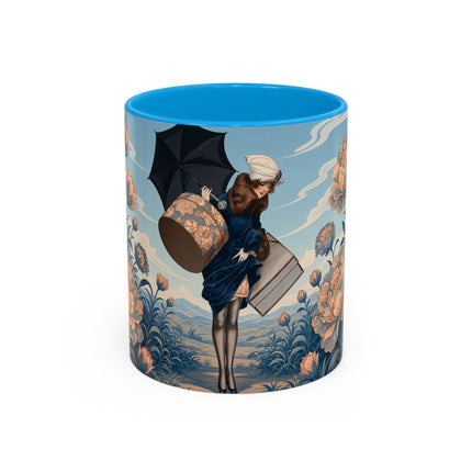☔🌸 The Grand Floral Journey Colorful Mug – Art Deco Travel Elegance