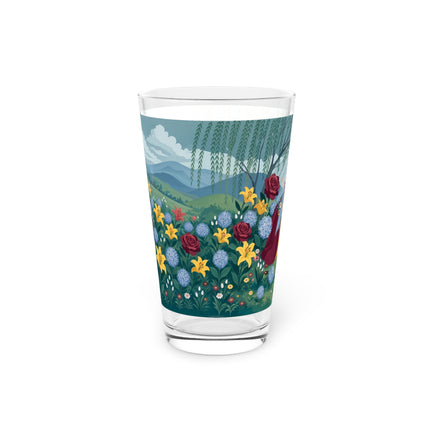 🌹🌿 The Willow Garden Promenade Pint Glass – Art Deco Floral Elegance