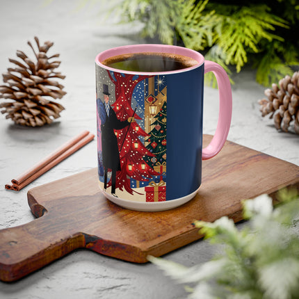 🎩🎄 Christmas Eve Promenade Colorful Mug – Art Deco Holiday Elegance