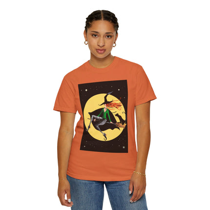 A Witch’s Moonlit Flight Unisex Garment-Dyed T-shirt