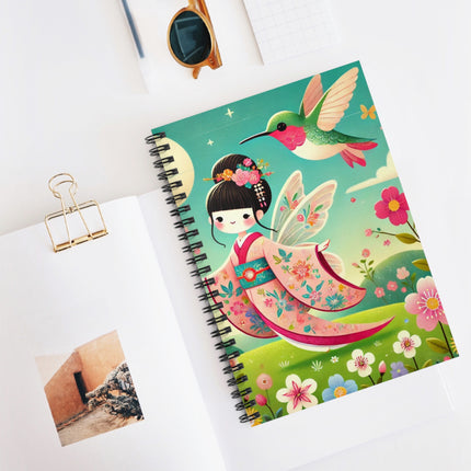Geisha Fairy and the Hummingbird Blossom Spiral Notebook - Ruled Line