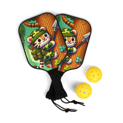Stealthy Stripes Pickleball Kit – Jungle Camo & Playful Adventure
