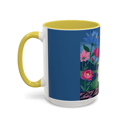 The Lady Of The Golden Parasol Colorful Mugs – Art Deco Botanical Elegance