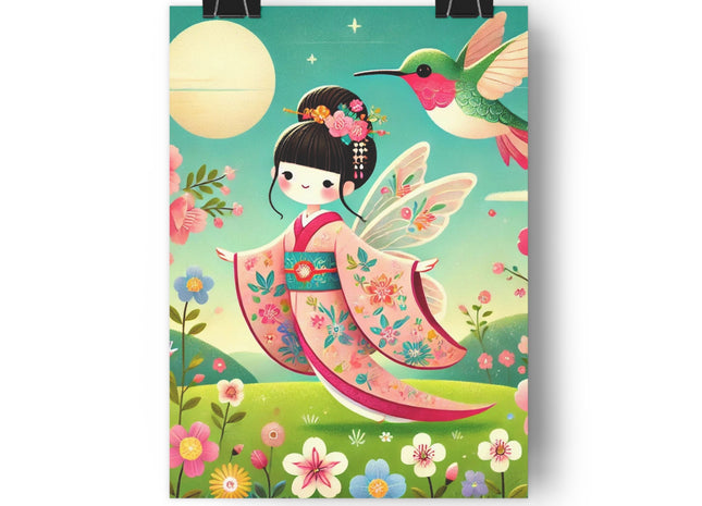 Geisha Fairy and the Hummingbird Blossom Giclée Art Print