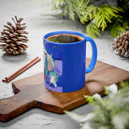 Wishes Beneath the Comet Sky Colorful Mug (11oz, 15oz) – Celestial Magic, Art Deco Elegance & Dreamy Wonder