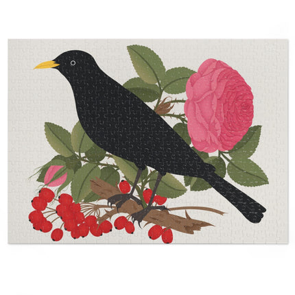 Blackbird & Rose Jigsaw Puzzle with Tin