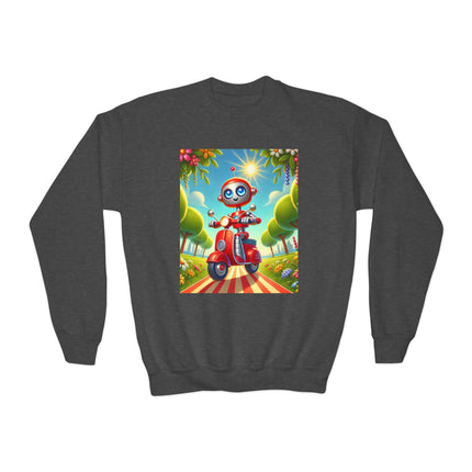 The Traveling Robot Youth Crewneck Sweatshirt – Adventure, Curiosity & Playful Discovery