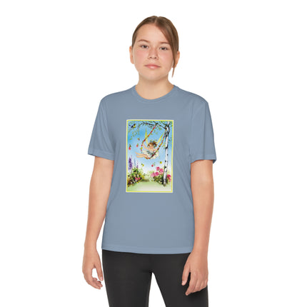 Spring Fairy's Floral Swing Youth Competitor Tee – Garden Magic & Whimsical Adventure