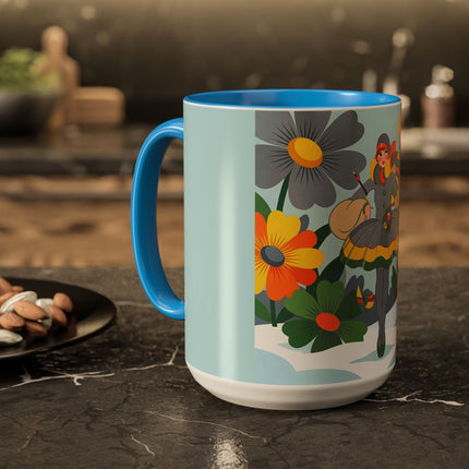 ❄️🌼 The Winter Flower Wanderer Colorful Mug – Colorful Art Deco Snow Fantasy