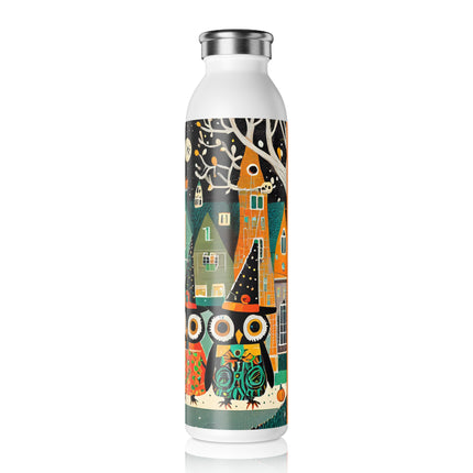 Night of the Trick-or-Treating Owlets Slim Water Bottle