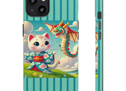 Geisha Kitten and the Dragon Kite Phone Cases