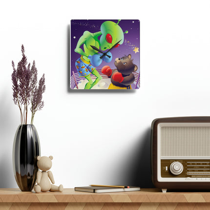 Cosmic Clash Acrylic Wall Clock, Round and Square