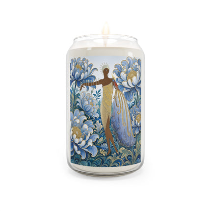💙✨ The Lady Of The Gilded Blue Blossom Garden Scented Soy Candle – Art Deco Floral Elegance