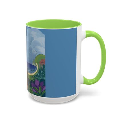 The Lady And The Sea Breeze Colorful Mugs – Art Deco Coastal Serenity