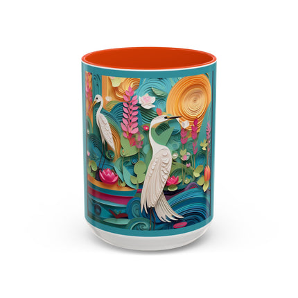 Elegant Egret Oasis Colorful Mugs (11oz, 15oz)