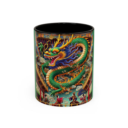 Tibetan Dragon Over Kabuki Duel Colorful Mugs (11oz, 15oz)