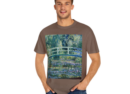 Water Lilies and Japanese Bridge by Claude Monet Unisex Garment-Dyed T-shirt
