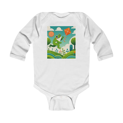 Young Frog’s Kite Adventure Baby Long Sleeve Bodysuit – Cozy Whimsical Sky Design